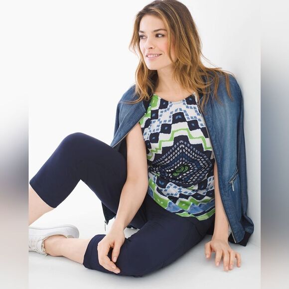 Chico’s Blue Zenergy Bomber Jacket Size 1 (Medium) - Picture 9 of 9